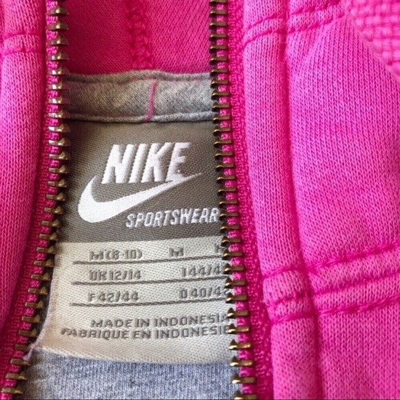 NIKE Y2K Hoodie Sweatshirt Barbiecore retro pink logo spell front half zip M - Picture 9 of 13